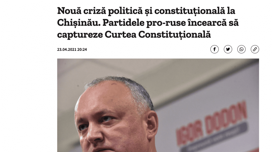 Presa de peste Prut: Partidele pro-ruse încearcă să captureze Curtea Constituțională