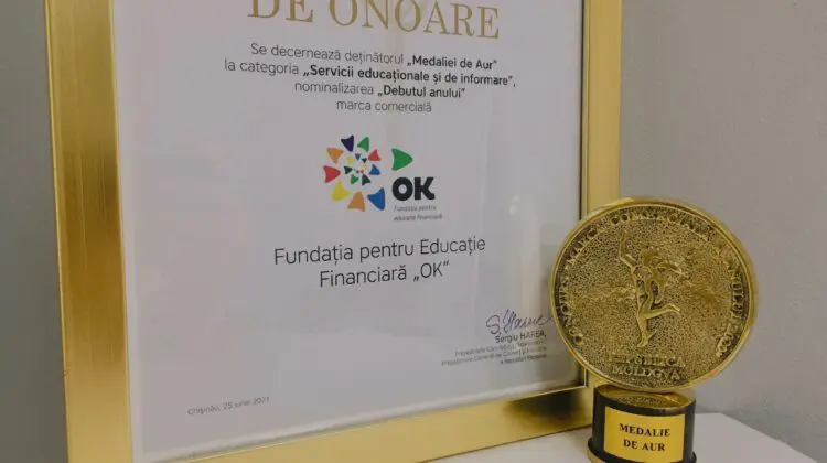 Fundația pentru Educație Financiară „OK” a fost decernată cu Medalia de Aur la Gala Businessului Moldovenesc 2021
