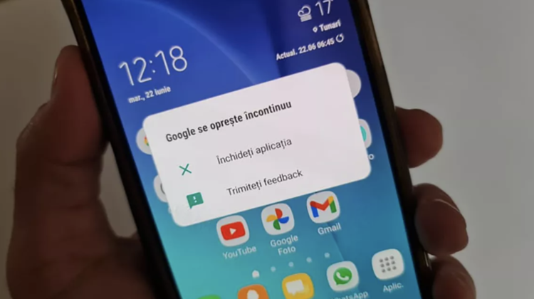 Acest mesaj le-a apărut astăzi și utilizatorilor de Android din Moldova: Google se oprește încontinuu. De ce?