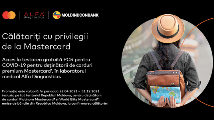 Moldindconbank: Testare gratuită pentru COVID-19 cu cardurile Mastercard Platinum și World Elite