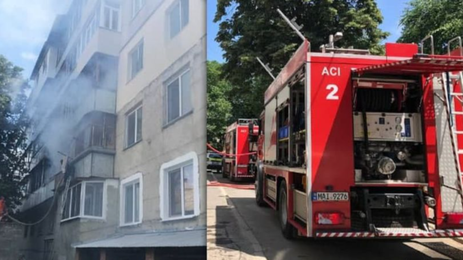 Trei echipaje de pompieri au luptat cu incendiul care a izbucnit într-un apartament din Capitală