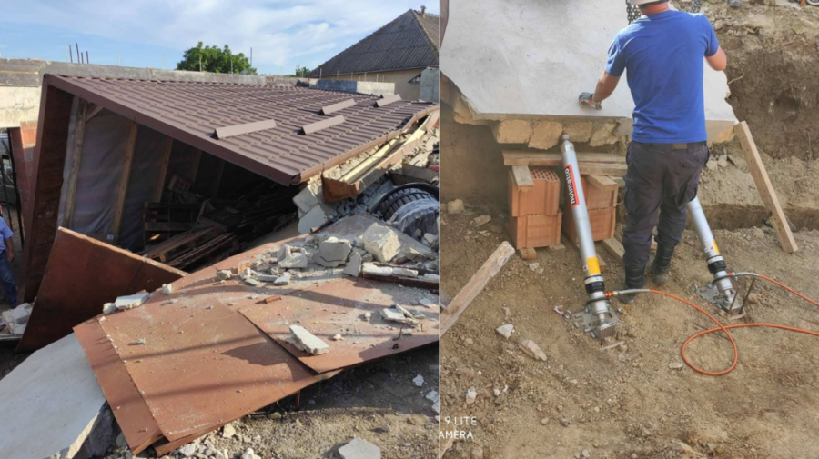 FOTO, VIDEO Misiune contra cronometru. Salvatorii din Ialoveni au scos un bărbat blocat sub dărâmăturile unui garaj