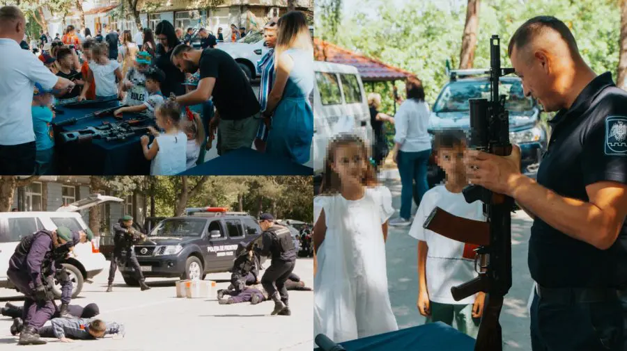 FOTO, VIDEO Vacanță cu pistolul în mâini! Polițiștii de Frontieră învață copiii cum să țintească și să asambleze arme