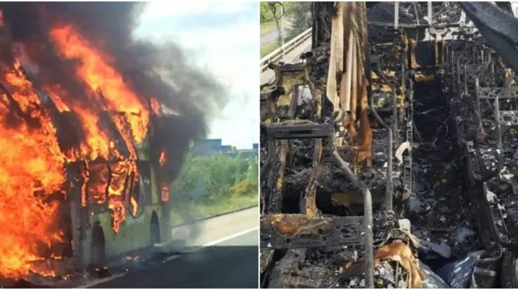 VIDEO Exclusiv! Noi imagini cu autocarul plin cu moldoveni, transformat în scrum pe un drum din Franța