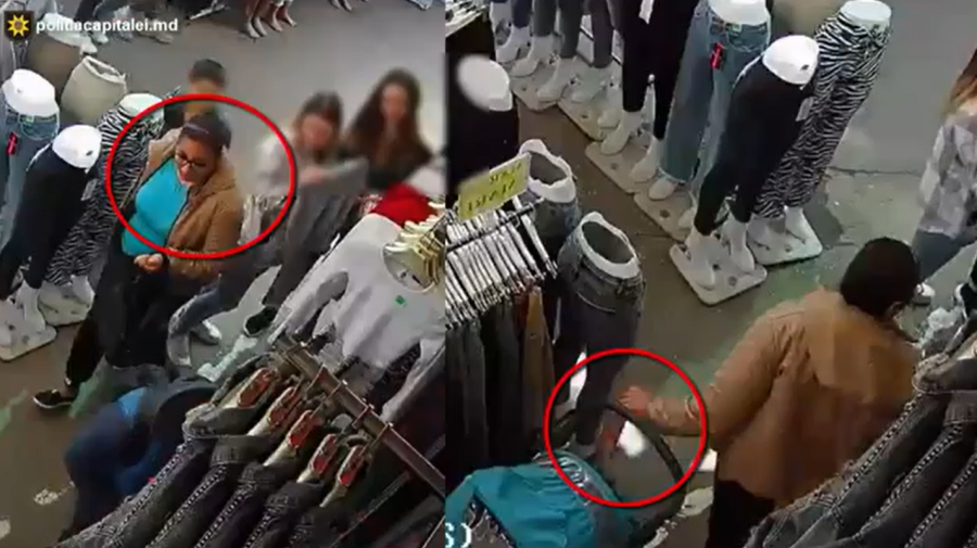 VIDEO RUȘINOS! Momentul în care o femeie din Chișinău fură un portmoneu. Este căutată de poliție
