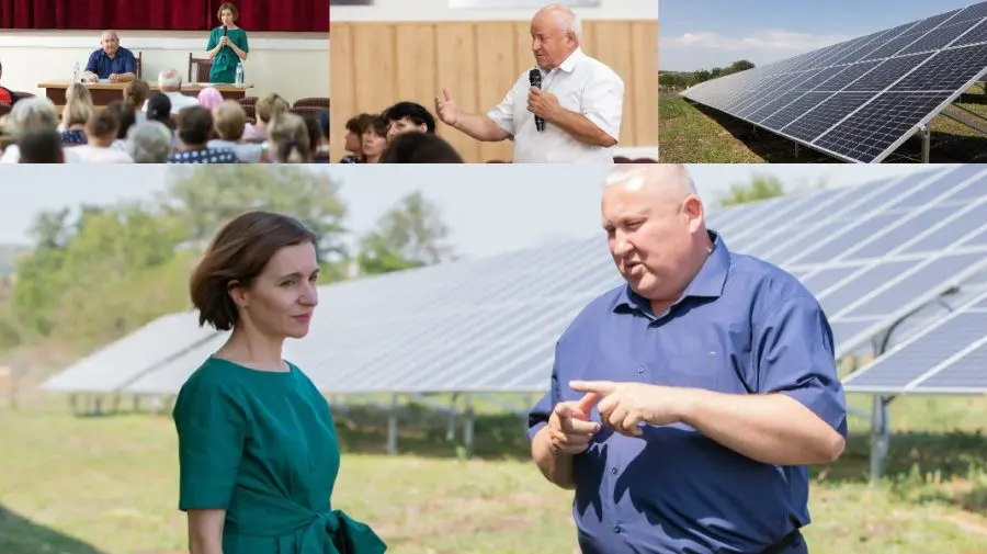 FOTO Sandu a vizitat prima localitate care datorită parcului fotovoltaic își asigură pe deplin necesitățile de energie