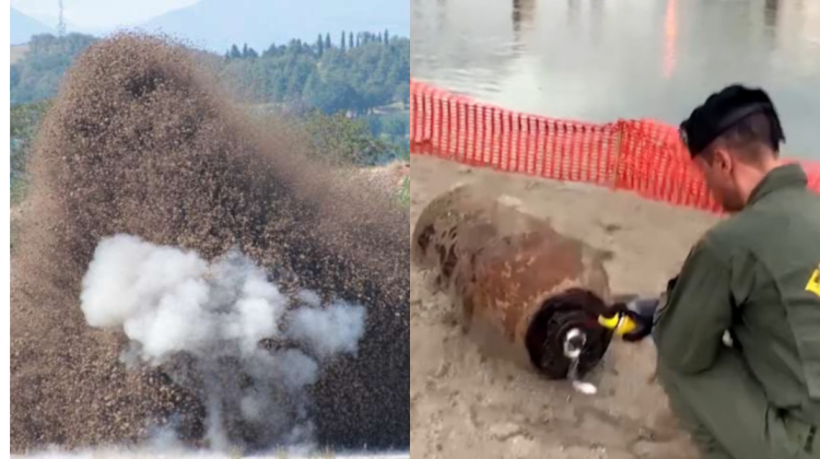 VIDEO Seceta extremă din Italia a scos la iveală o bombă din Al Doilea Război Mondial. Era la malul unui fluviu
