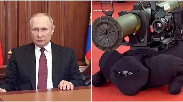 VIDEO Putin: Rusia are cel mai modern armament. ”Un câine-robot cu lansator de grenade” și camion militar fără pilot 