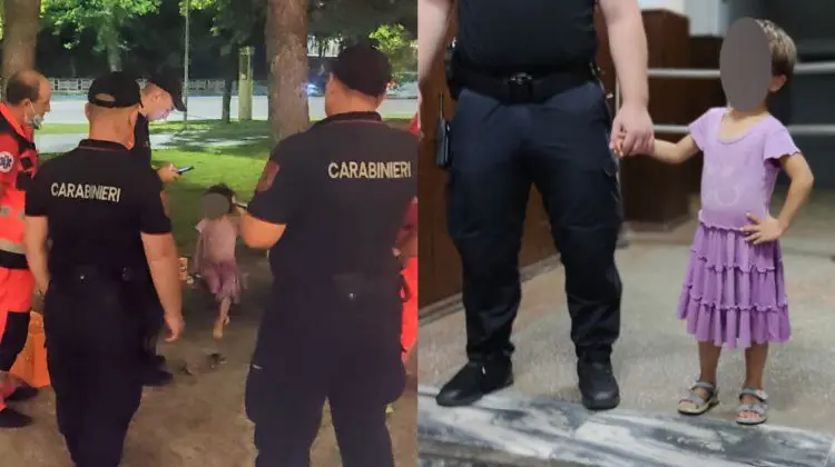 O fetiță, găsită duminică seara pe o stradă din sectorul Buiucani. Poliția a chemat și ambulanța