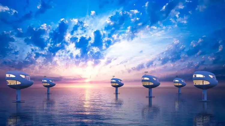 Doar apă în jur! Viața de lux într-o casă plutitoare. Imagini cu locuințe cu vedere de 360 de grade la ocean