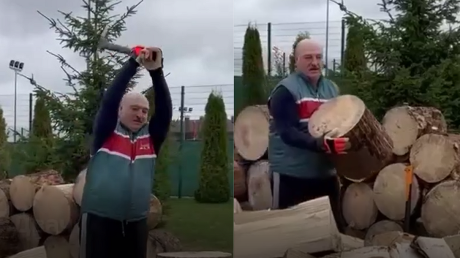 VIDEO Lukașenko îngrijorat de soarta țărilor europene! A pus mâna pe topor și a mers să taie lemne pentru vecinii săi