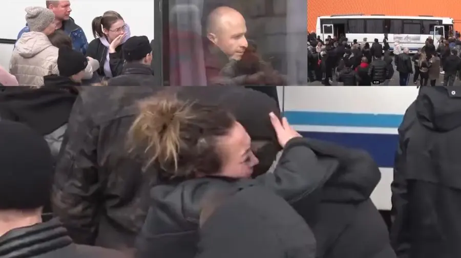 Cu lacrimi în ochi și despărțiri dureroase îi petrec la război. Imagini VIDEO cu primele mobilizări în Rusia
