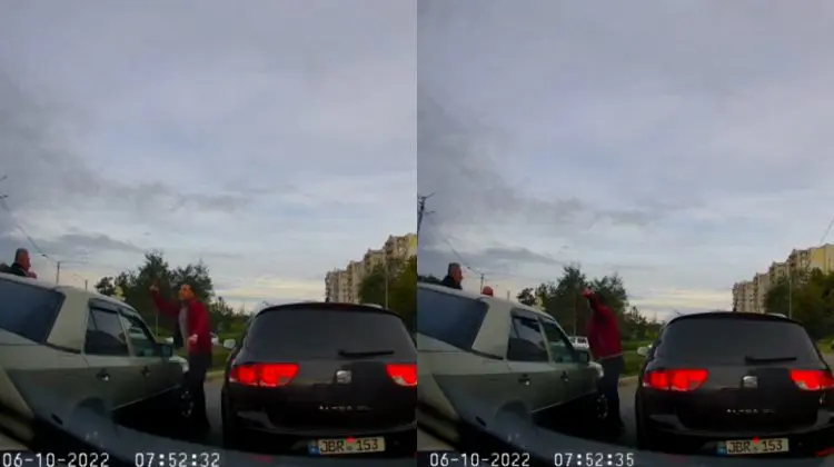 VIDEO Ceartă matinală! Zeci de mașini din sectorul Ciocana au fost nevoite să aștepte în trafic, din cauza unui șofer