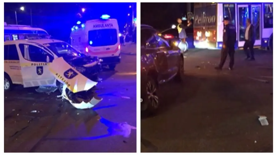 VIDEO Noi detalii despre accidentul în care o mașină a poliției a fost făcută zob
