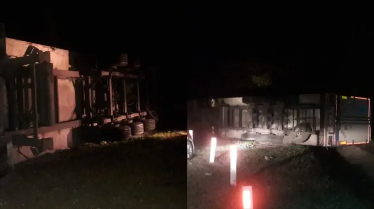 FOTO, VIDEO Imagini înfricoșătoare de la Hîncești! Un camion a derapat și s-a răsturnat