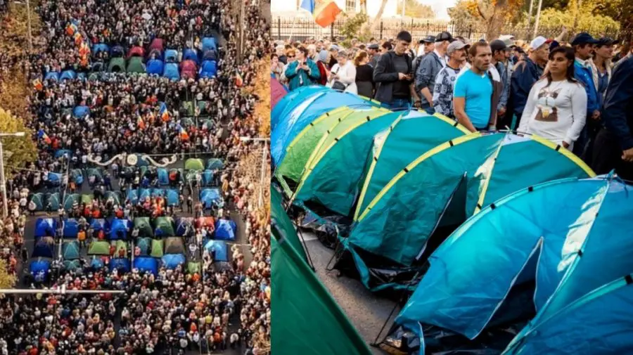 FOTO Circulația pe bd. Ștefan cel Mare, blocată. Încă 100 de corturi au fost instalate în „Orășelul Schimbării”