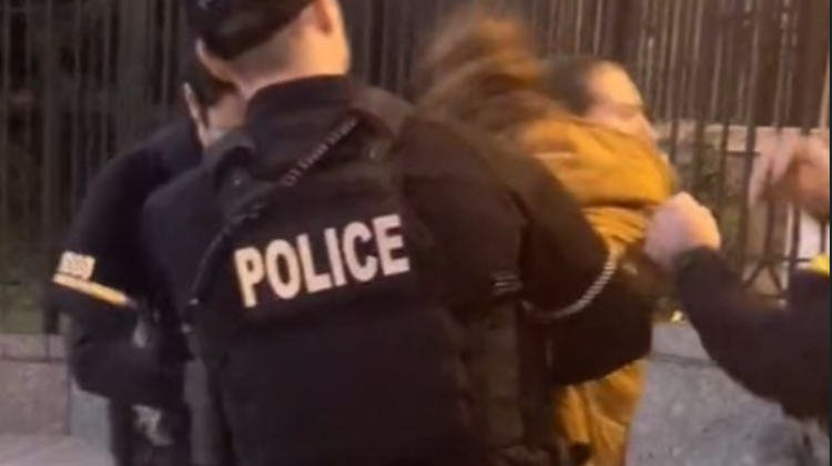 VIDEO O suporteră a Rusiei a scuipat polițiștii la un miting pro-Ucraina din Washington