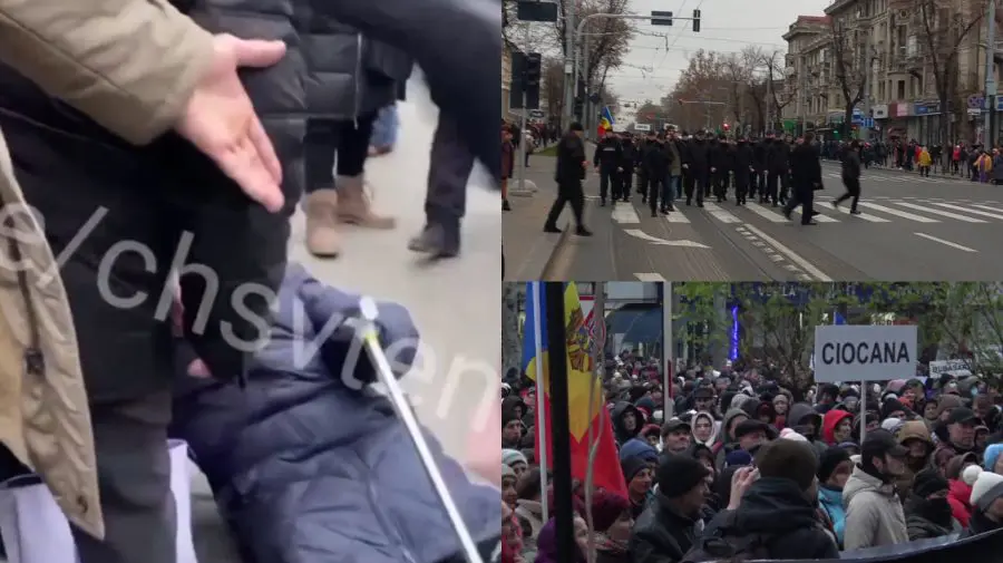 VIDEO Simpatizanții lui Șor au blocat bulevardul Ștefan cel Mare și Sfânt. O bătrână a căzut după ce a fost bruscată