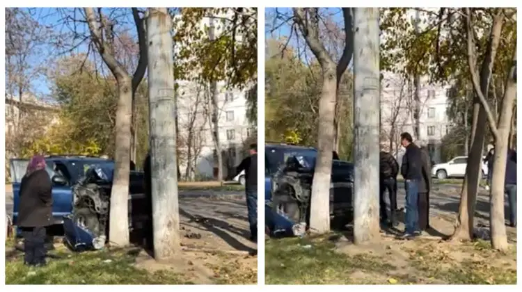 FOTO, VIDEO Impact violent la intrarea în parcul Valea Morilor. Un automobil a fost proiectat într-un copac