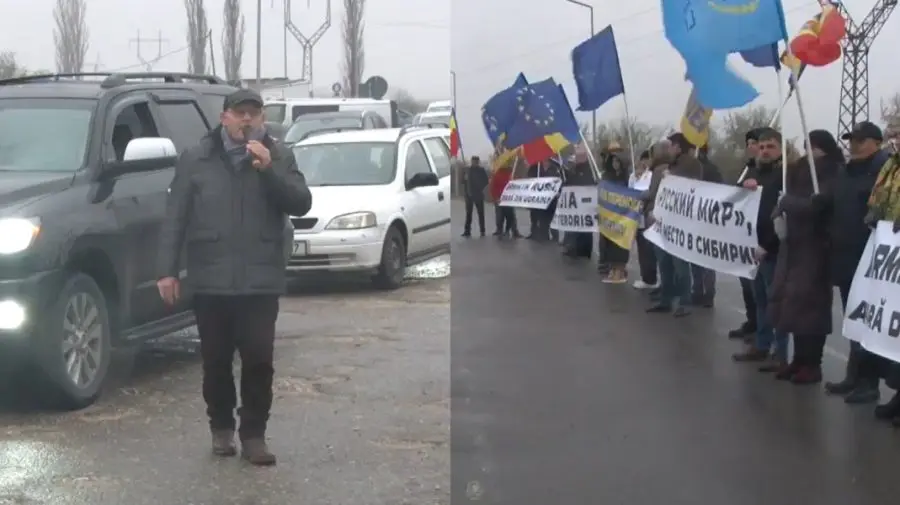 VIDEO Mașini cu drapelul Ucrainei, în rând spre vamă. Ghimpu, printre liderii acestei acțiuni: „Jos, Putin!”