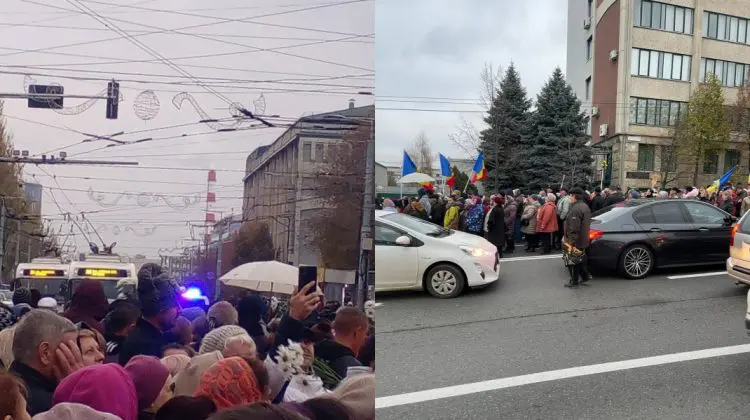 VIDEO Protestatari printre mașini, ambulanță blocată… Poliția este nevoită să intervină