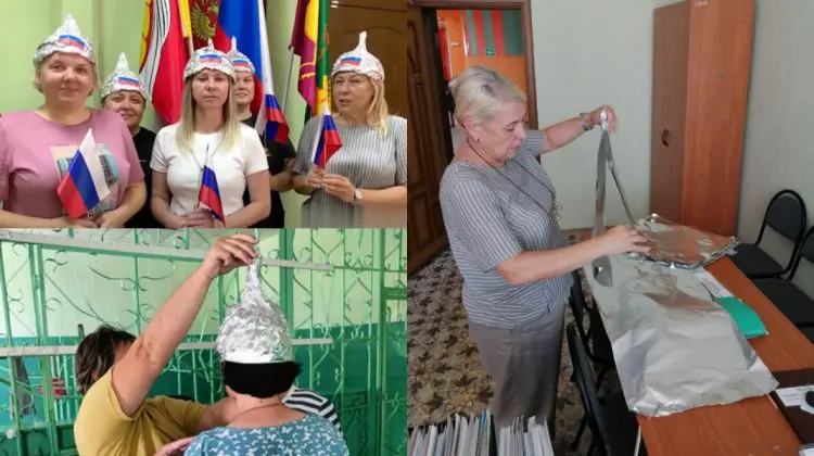 „Pălăriile Patriei”. Profesoare din Rusia, păcălite să facă și să poarte coifuri din staniol