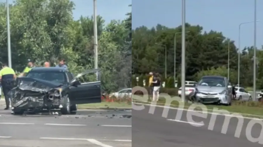 VIDEO Accident violent în apropiere de Aeroportul Chișinău. Trei persoane, inclusiv doi copii, au fost rănite