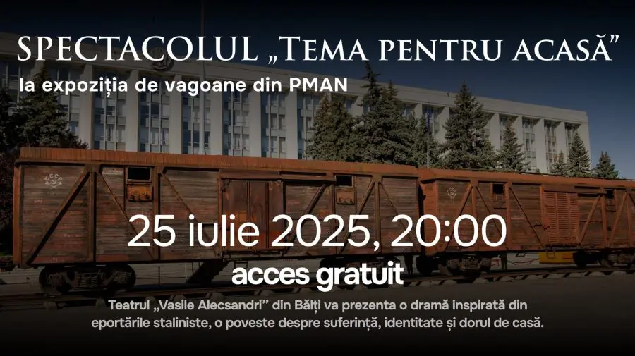 Spectacol în aer liber despre deportările staliniste, pe 25 iulie, în Piața Marii Adunări Naționale