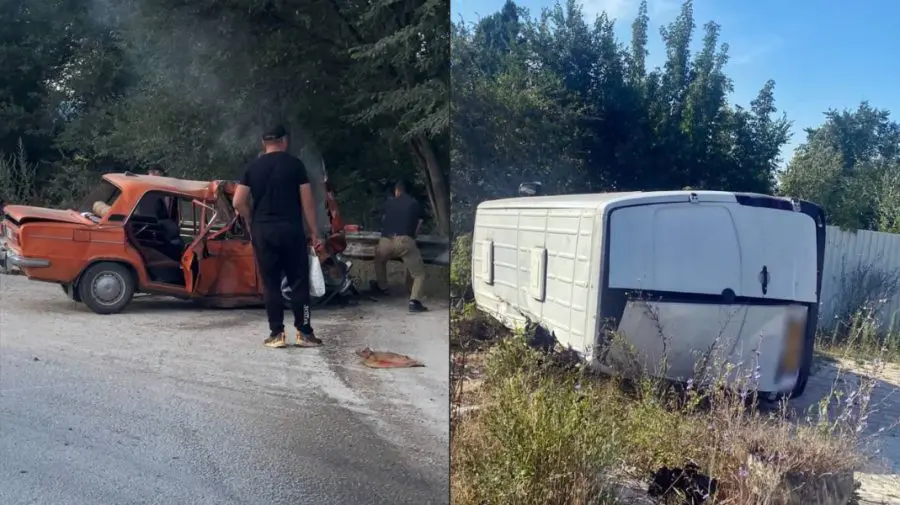 FOTO Impact violent la Strășeni: Doi morți și zece răniți, după ce un VAZ s-a ciocnit cu un microbuz de rută