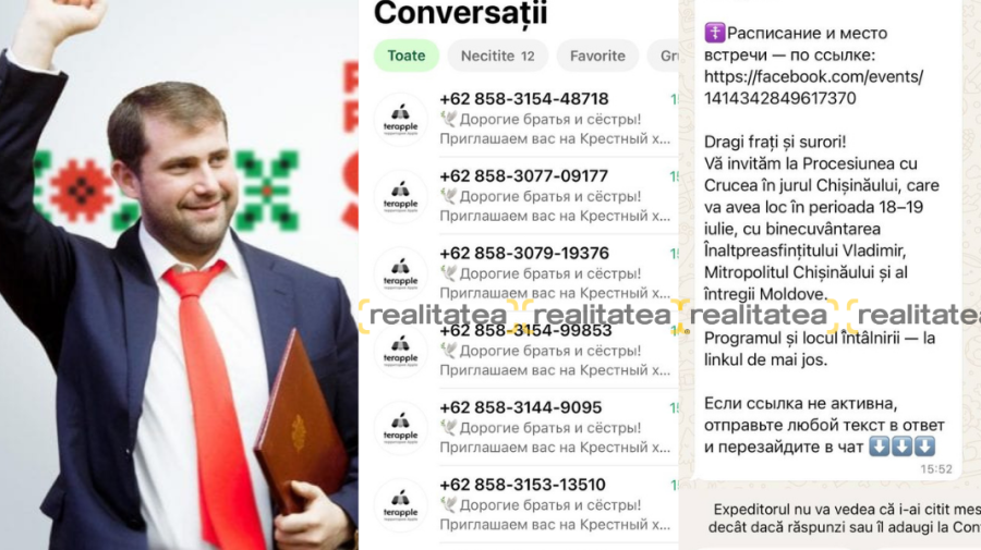Val de spam pe WhatsApp despre drumul crucii promovat de Șor. Câte 30 de mesaje din Indonezia, trimise moldovenilor