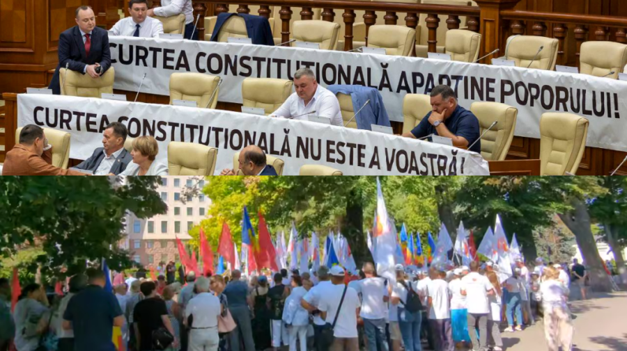 Protestul opoziției în fața Parlamentului și în sala plenului la jurământul noilor-vechi judecători constituționali