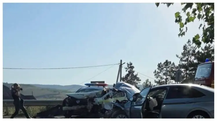 VIDEO Accident rutier grav cu o mașină de poliție la Pepeni, Sîngerei 