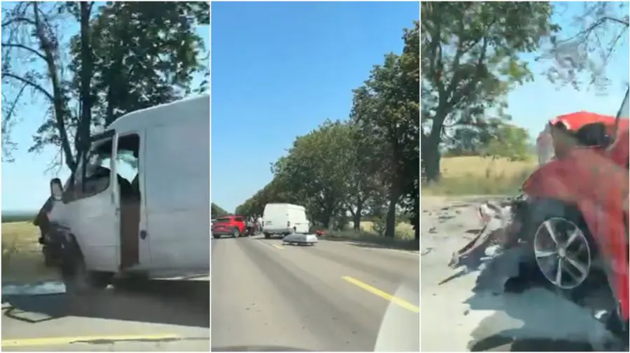 Trei mașini s-au tamponat violent la Leova. Imagini video de la fața locului