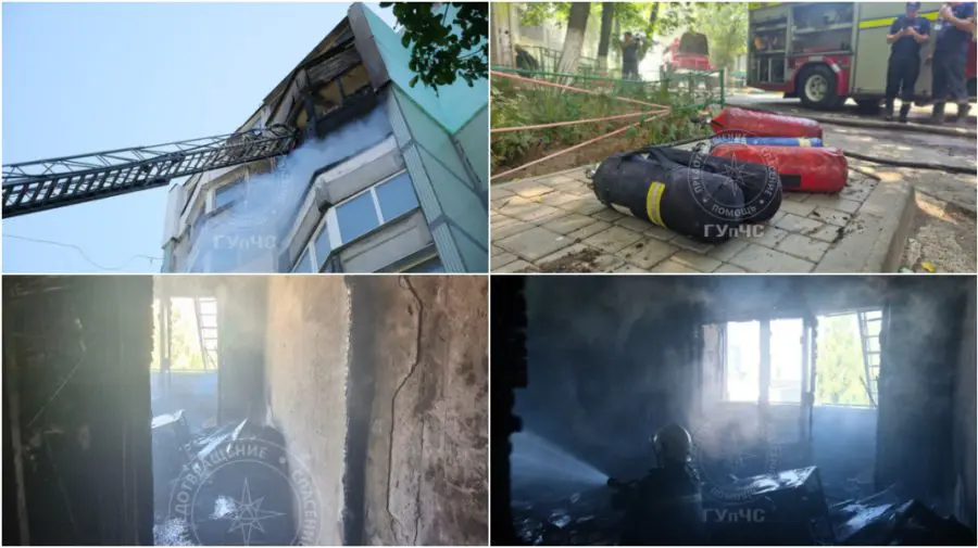 VIDEO Incendiu puternic într-un apartament de la etajul șapte. Pompierii au evacuat doi adolescenți