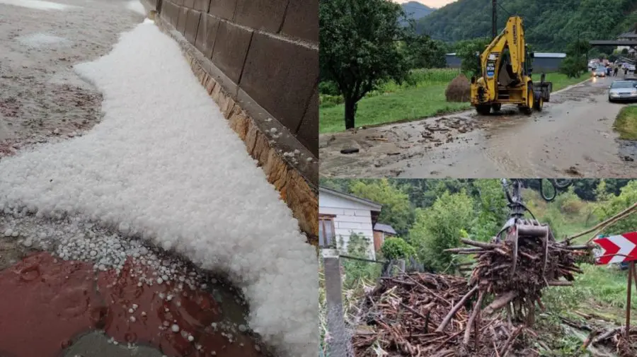 FOTO, VIDEO Furtunile au făcut ravagii în România după caniculă. Străzi înghiţite de ape, copaci doborâţi și grindină