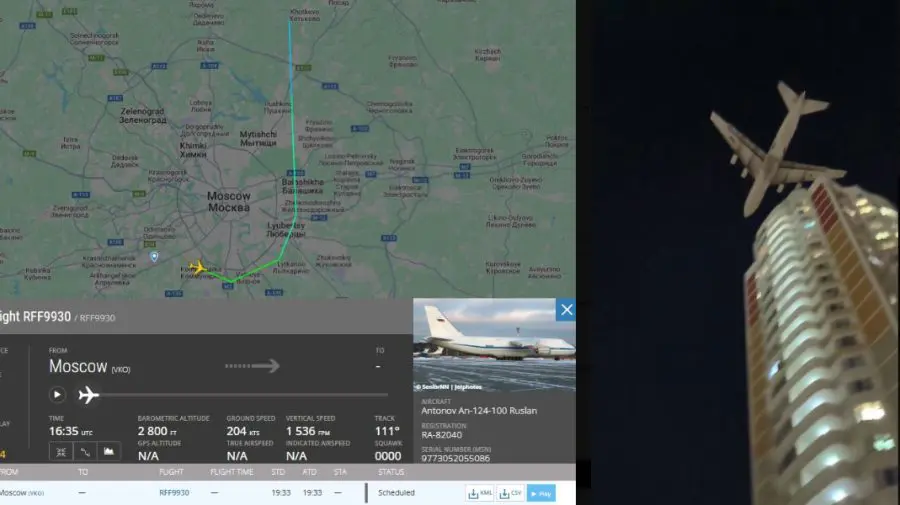 VIDEO Alertă la Moscova: Un avion militar, surprins la altitudine foarte joasă deasupra capitalei ruse