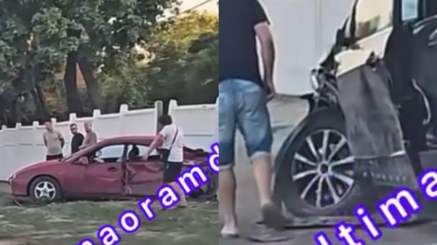 VIDEO Impact violent între un Ford și Mazda în Capitală. Șoferii au fost transportați la spital