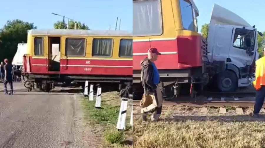 VIDEO Impact grav la calea ferată: Un DAF și un vagonet s-au ciocnit