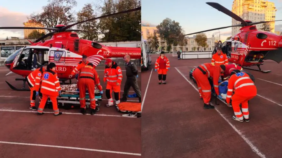 Intervenție aero-medicală cu elicopterul SMURD: Un bărbat a fost adus de urgență la Chișinău după un grav accident