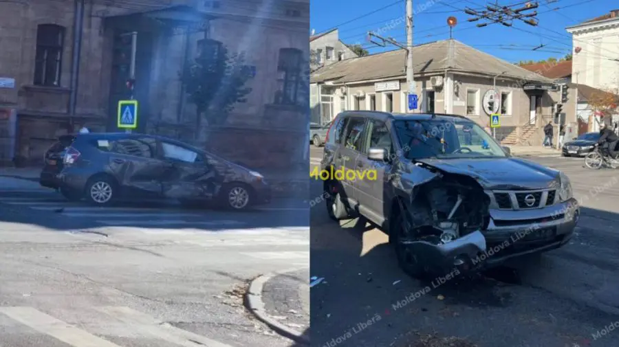 FOTO Coliziune între două mașini în Capitală. O persoană a fost dusă la spital