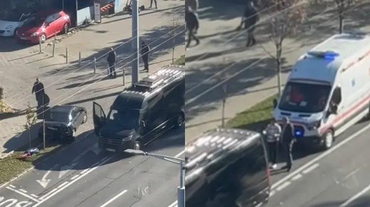 VIDEO Impact violent între două mașini pe bulevardul Ștefan cel Mare. Unul dintre șoferi a ajuns la spital