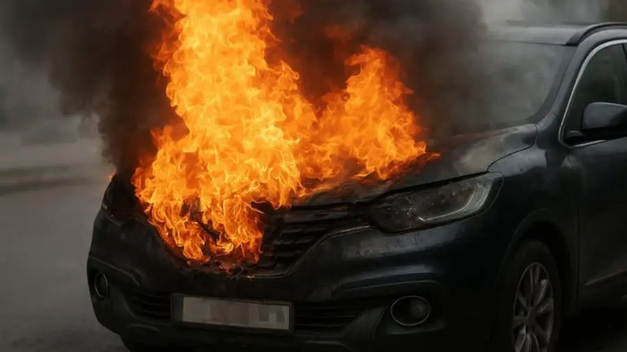 Panică pe o stradă din Chișinău. O mașină a luat foc, iar șoferul a suferit arsuri