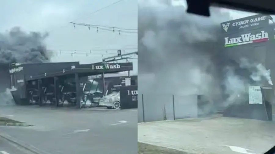 Dimineața a început cu panică. Spălătorie auto în flăcări la Strășeni