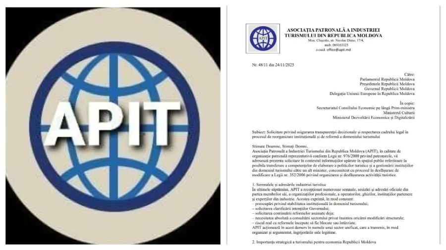 APIT cere clarificări privind reorganizarea domeniului turismului din Moldova