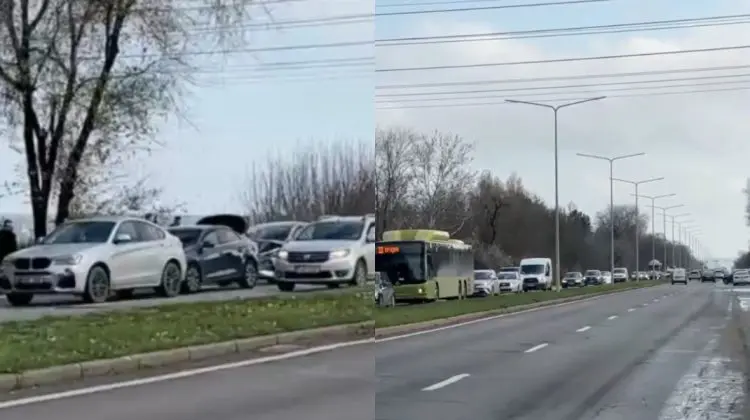 Carambol pe bulevardul Dacia: Trei mașini s-au lovit. Imagini VIDEO de la fața locului