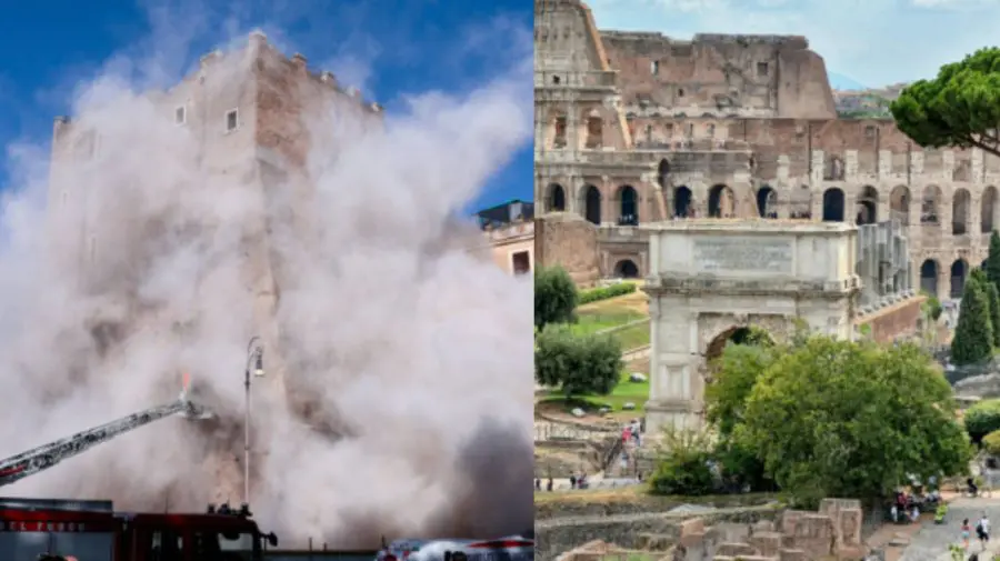 Panică la Roma. Un turn istoric de lângă Colloseum s-a prăbușit