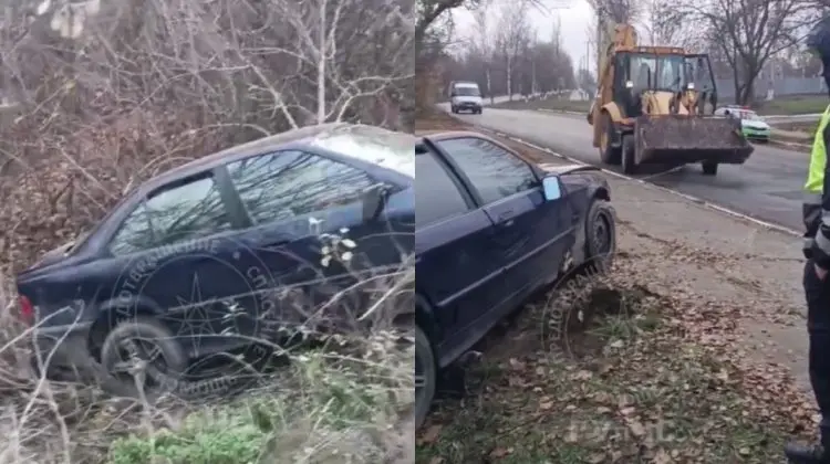 Un BMW a ajuns printre copaci la Râbnița, după ce șoferul a pierdut controlul volanului