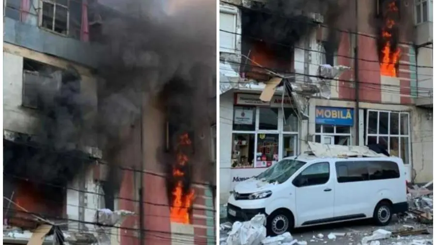 VIDEO Explozie puternică la Brăila: Două apartamente distruse și mai multe spații comerciale avariate