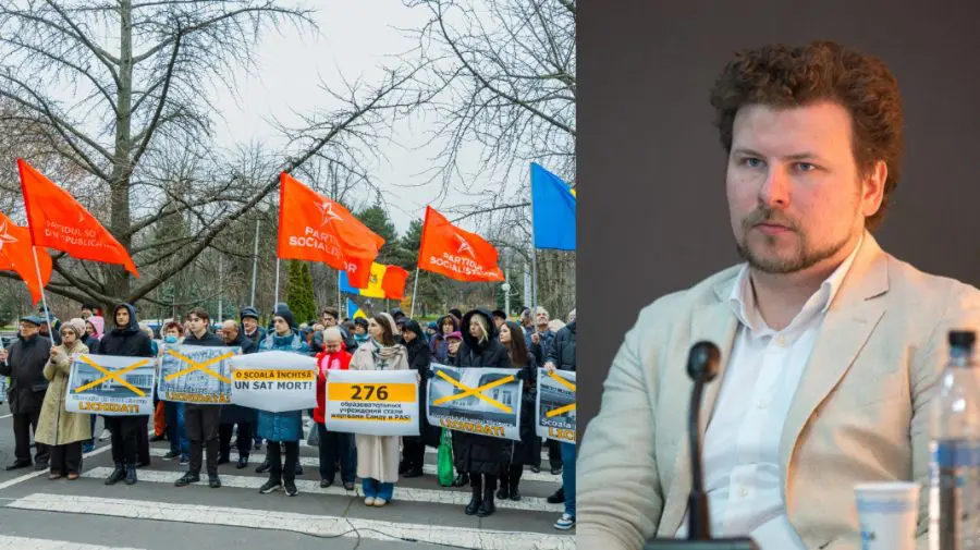 PSRM a protestat în fața Guvernului împotriva închiderii școlilor. Perciun: „Miza lor este strict politică”