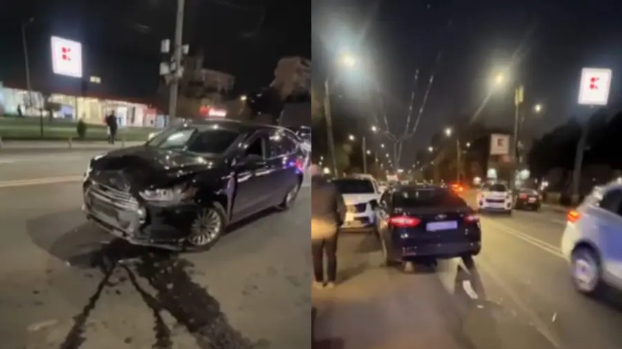 VIDEO Trei mașini s-au lovit violent în Chișinău. Unul dintre șoferi a fugit de la fața locului